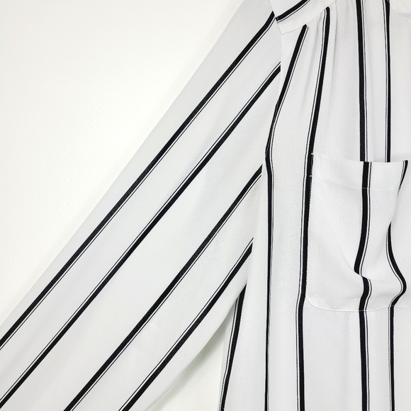 White and Black Button up L - Picture 4 of 9